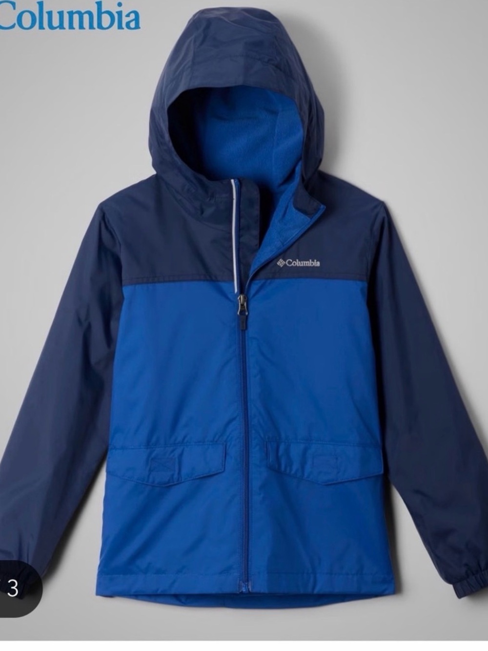 Columbia Boys' Rain Jacket - Royal Blue and Navy